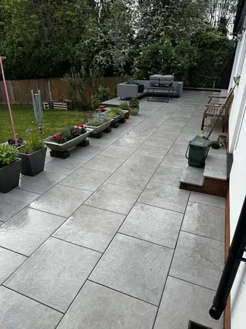 Porcelain patio clean in Harpenden, after cleaning by Renaco