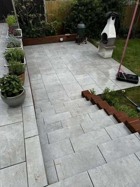 Porcelain patio clean in Harpenden, after cleaning by Renaco
