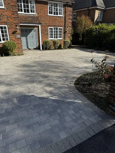 Block paving driveway clean in St Albans, after cleaning by Renaco