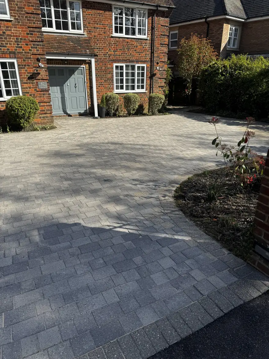 The same block paving driveway clean in St Albans after cleaning