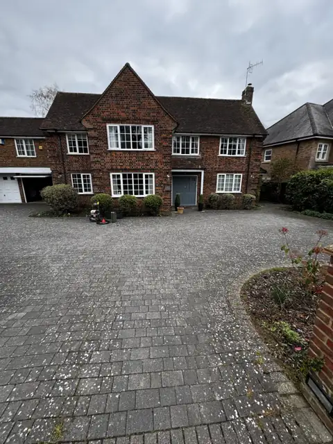 Block paving driveway clean in St Albans, before cleaning by Renaco