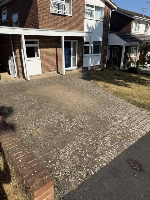 Block paving clean and seal in Wheathampstead, before cleaning by Renaco
