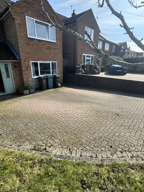 Block paving driveway clean in Wheathampstead, before cleaning by Renaco