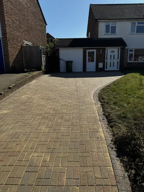 Block paving driveway clean in Wheathampstead, after cleaning by Renaco